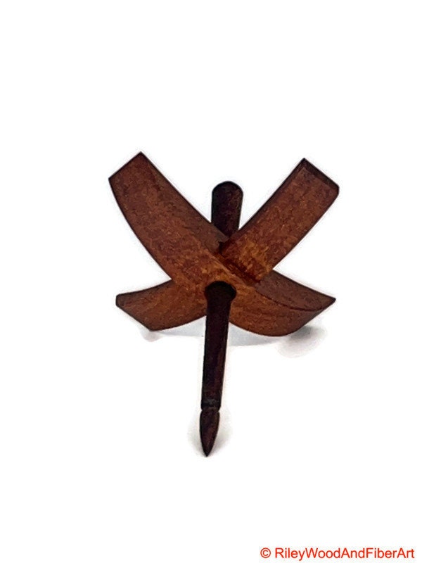 Mini Turkish Drop Spindle - Tzalam Whorl with Chechen Shaft on white background