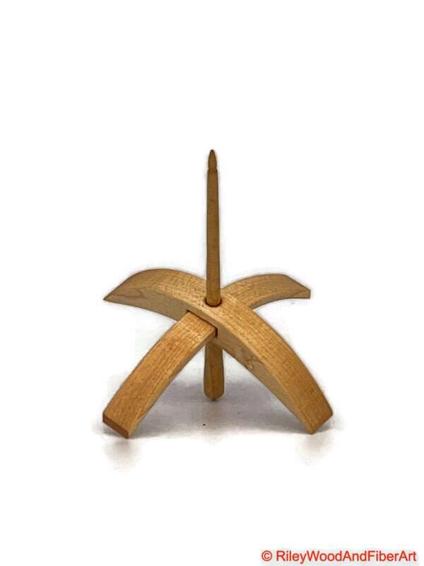 Medium Turkish Drop Spindle - Maple Whorl with Maple Shaft made by Riley Wood and Fiber Art