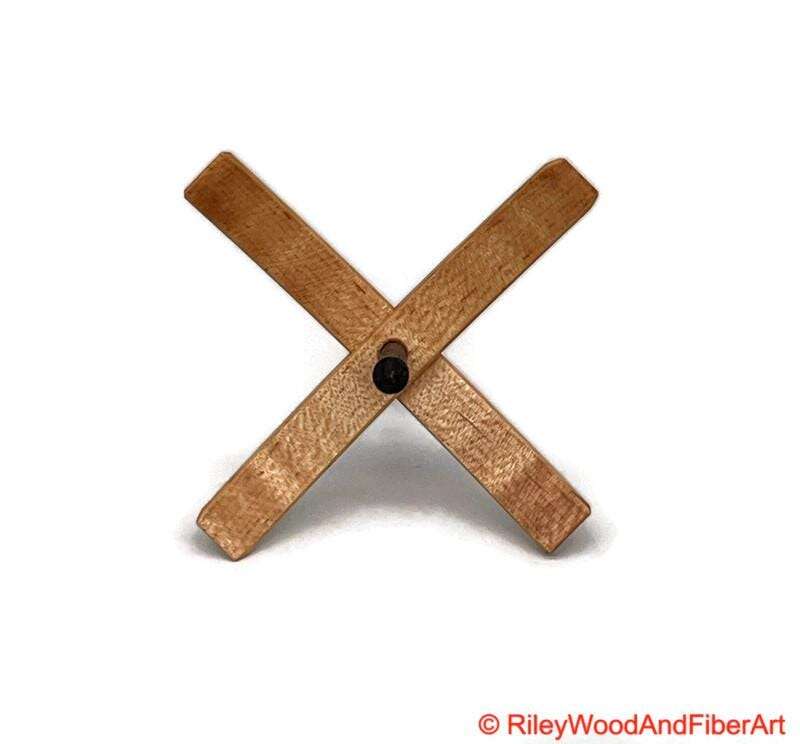 Mega Turkish Drop Spindle - Curly Maple Whorl with Walnut Shaft made by Riley Wood and Fiber Art