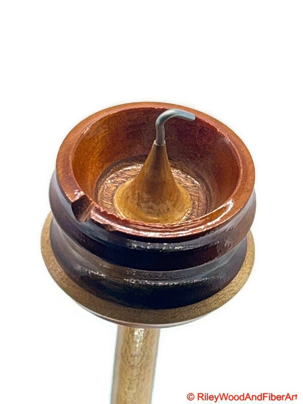 Top Whorl Drop Spindle: Allo, African Mahogany, and Maple - 24 grams made by Riley Wood and Fiber Art