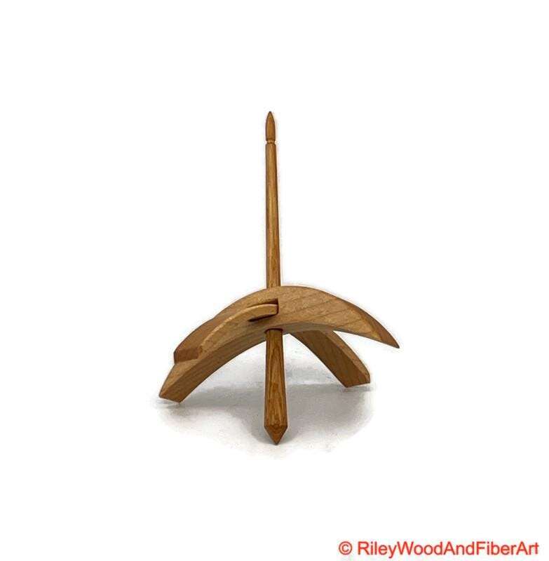 Medium Turkish Drop Spindle - Maple Whorl with Hickory Shaft made by Riley Wood and Fiber Art