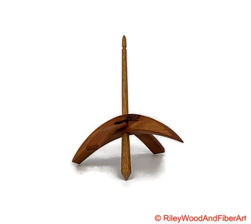 Medium Turkish Drop Spindle - Alder Whorl with White Oak Shaft made by Riley Wood and Fiber Art