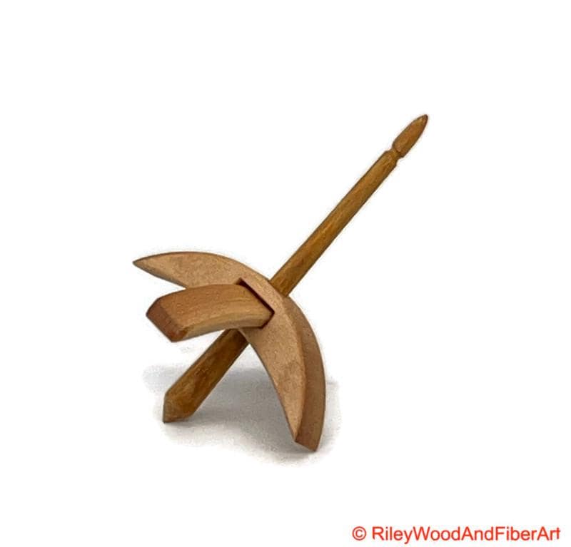 Mini Turkish Drop Spindle - Maple Whorl with Hickory Shaft made by Riley Wood and Fiber Art