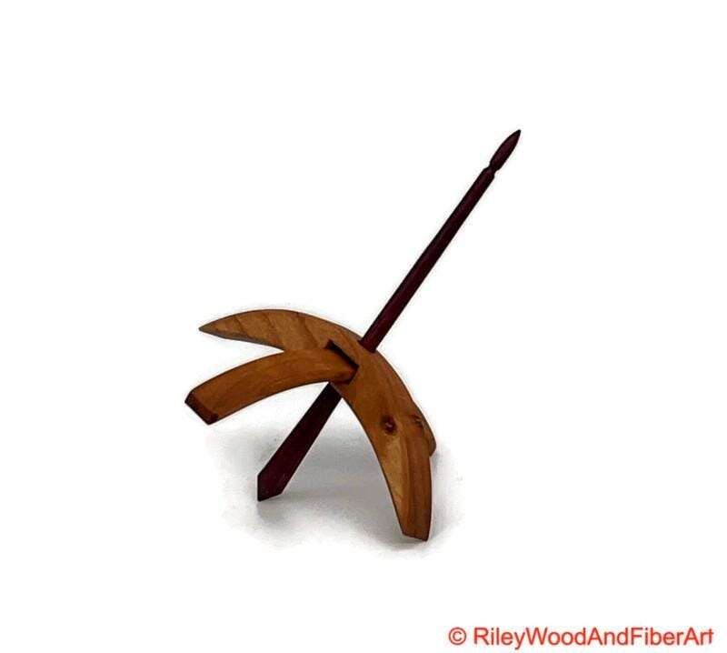 Medium Turkish Drop Spindle - Alder Whorl with Purple Heart Shaft made by Riley Wood and Fiber Art