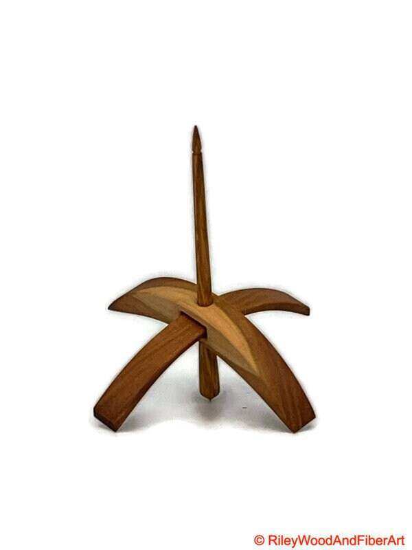 Medium Turkish Drop Spindle - Cherry at Demarcation Whorl with White Oak Shaft made by Riley Wood and Fiber Art
