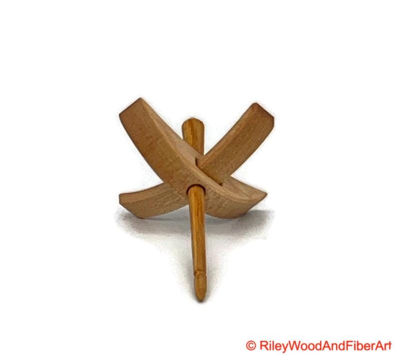 Mini Turkish Drop Spindle - Maple Whorl with Hickory Shaft made by Riley Wood and Fiber Art