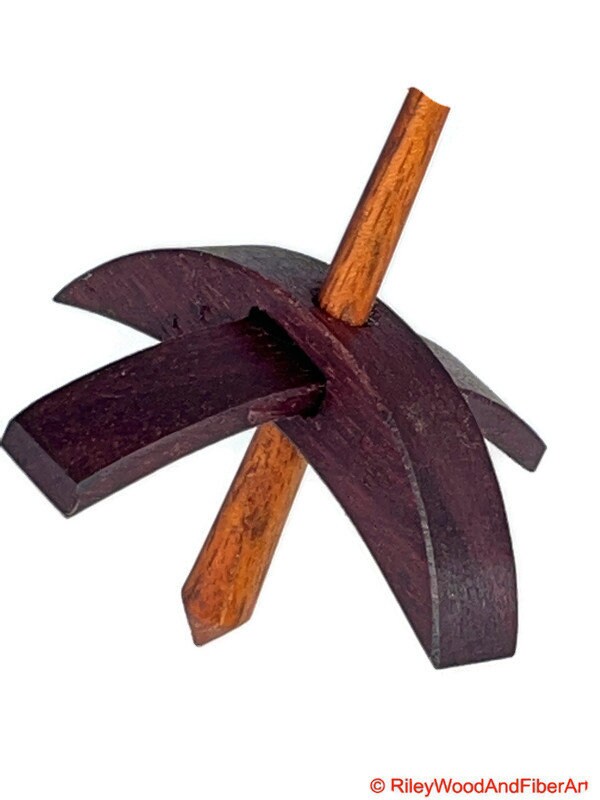Mini Turkish Drop Spindle - Purple Heart Whorl with Jobillo Shaft on white background