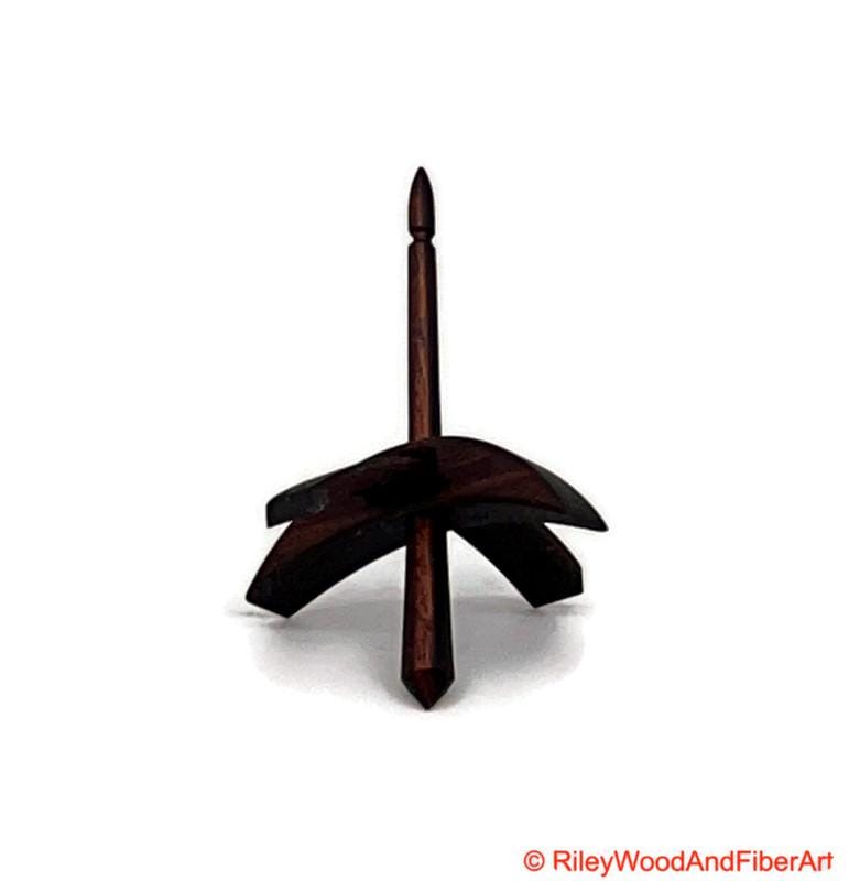 Mini Turkish Drop Spindle - Walnut Whorl with Jobillo Shaft on white background
