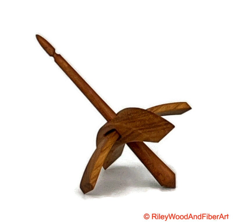 Mini Turkish Drop Spindle - Canary Whorl with Cherry Shaft made by Riley Wood and Fiber Art