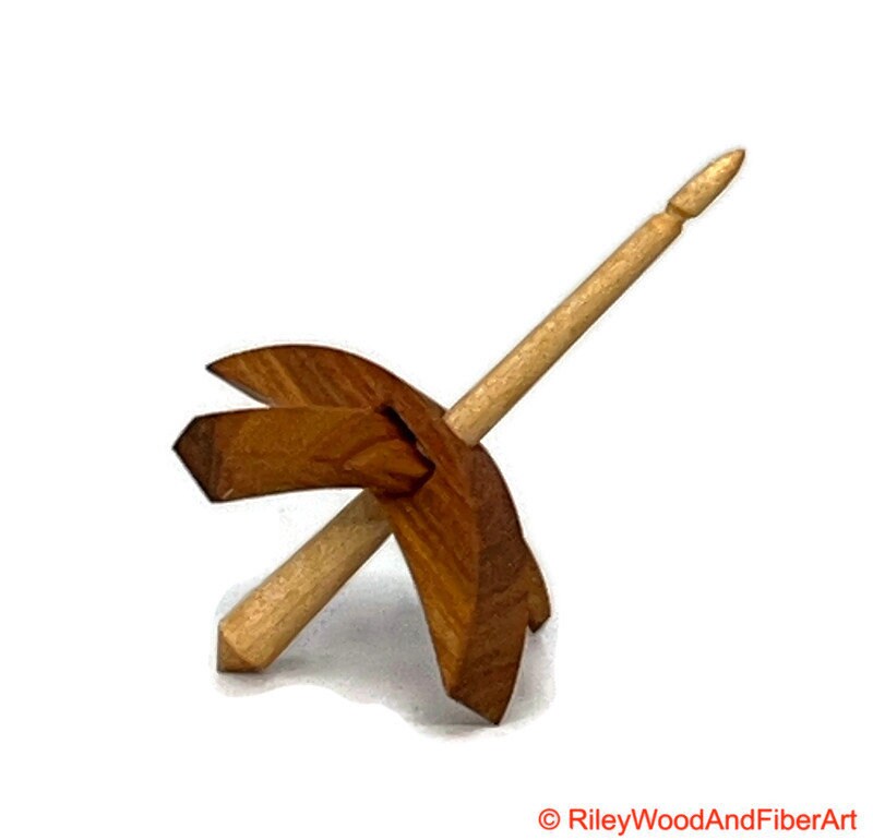 Mini Turkish Drop Spindle - Canary Whorl with Curly Maple Shaft made by Riley Wood and Fiber Art