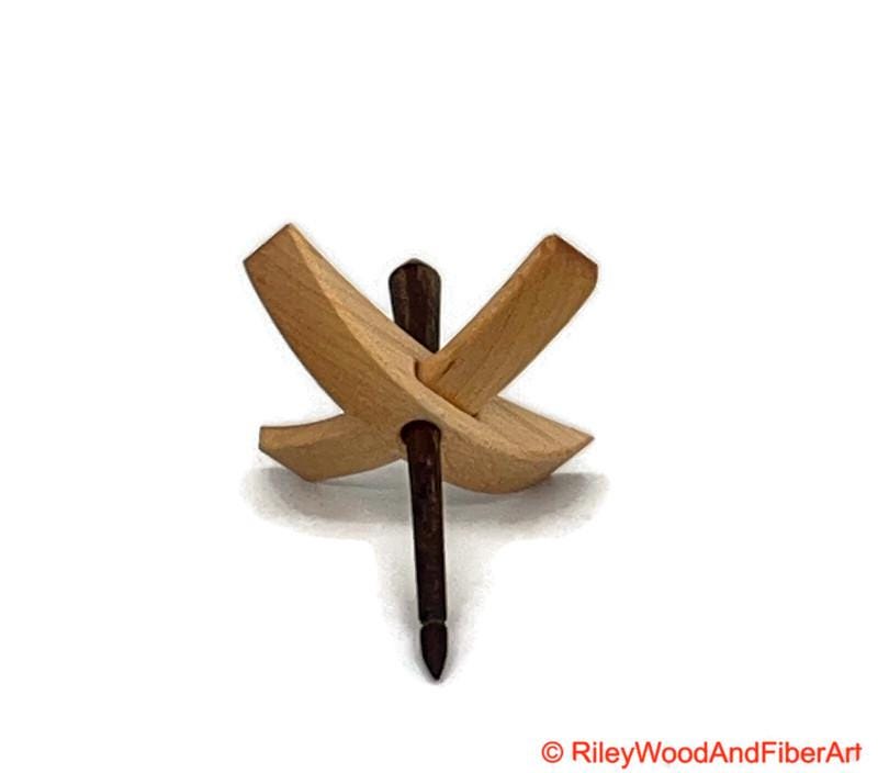 Mini Turkish Drop Spindle - Maple Whorl with Honduran Rosewood Shaft made by Riley Wood and Fiber Art