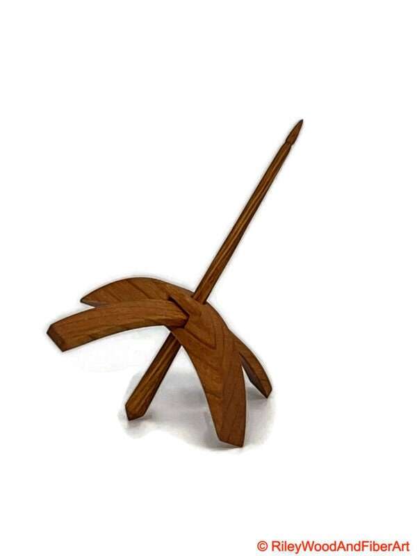 Medium Turkish Drop Spindle - Cherry Whorl with White Oak Shaft made by Riley Wood and Fiber Art