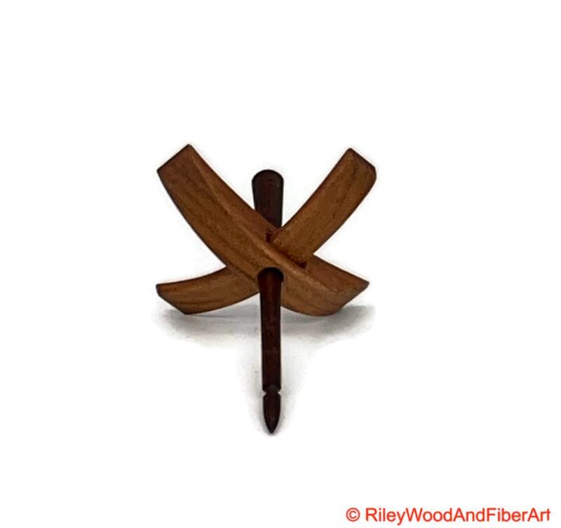 Mini Turkish Drop Spindle - Cherry Whorl with Jobillo Shaft on white background