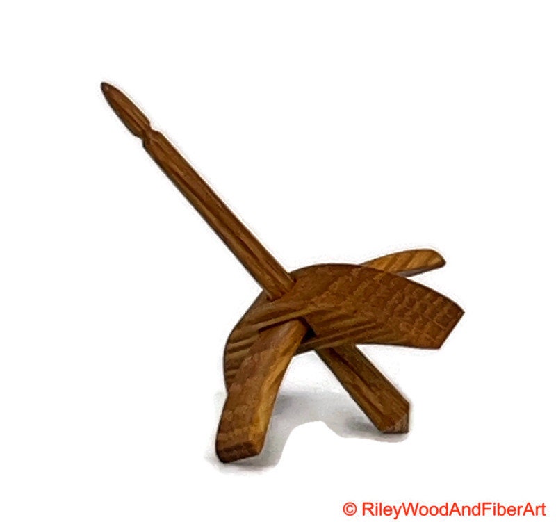 Mini Turkish Drop Spindle - White Oak Whorl with White Oak Shaft on white background