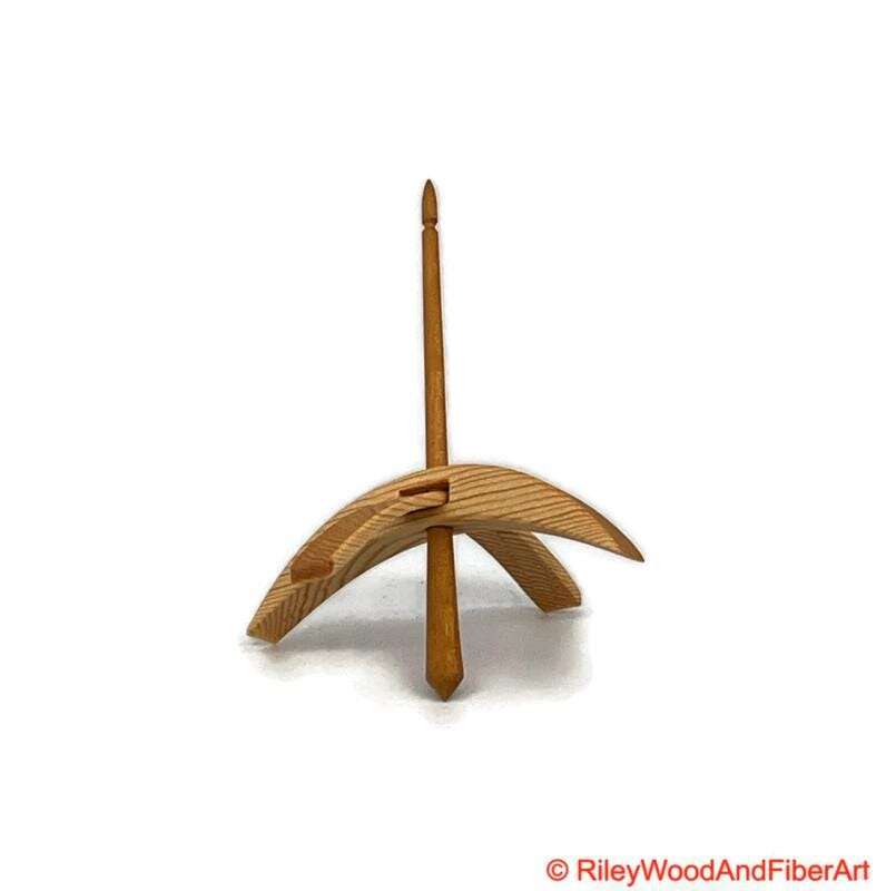 Medium Turkish Drop Spindle - Sitka Spruce Whorl with Cherry Sapwood Shaft made by Riley Wood and Fiber Art