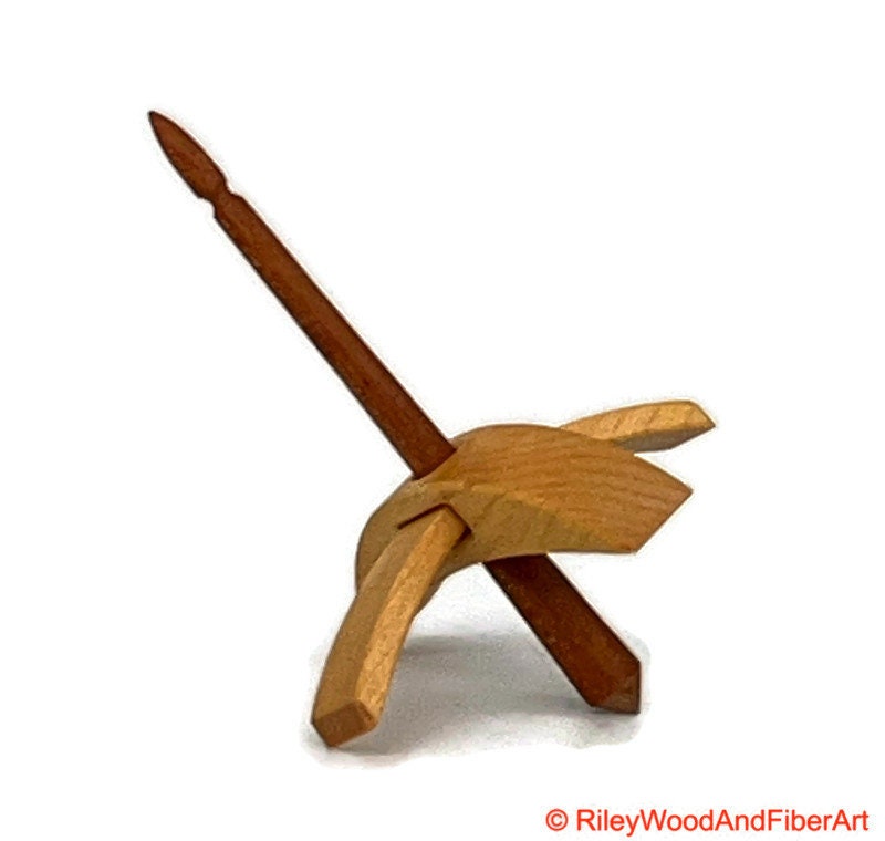Mini Turkish Drop Spindle - Maple Whorl with Cherry Shaft made by Riley Wood and Fiber Art