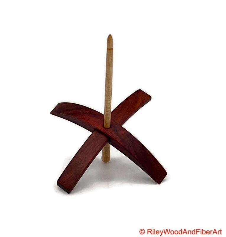Mega Turkish Drop Spindle - Granadillo Whorl with Curly Maple Shaft made by Riley Wood and Fiber Art