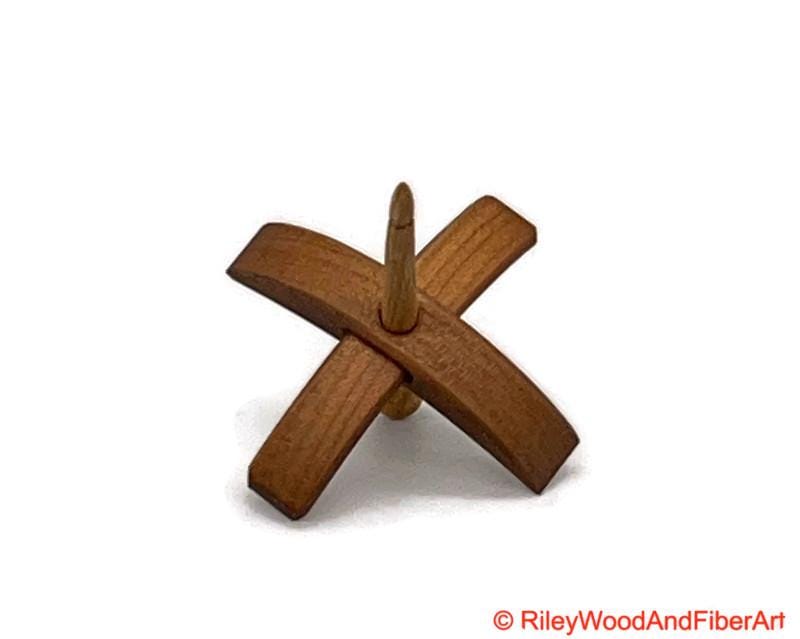 Mini Turkish Drop Spindle - Cherry Whorl with Hickory Shaft made by Riley Wood and Fiber Art