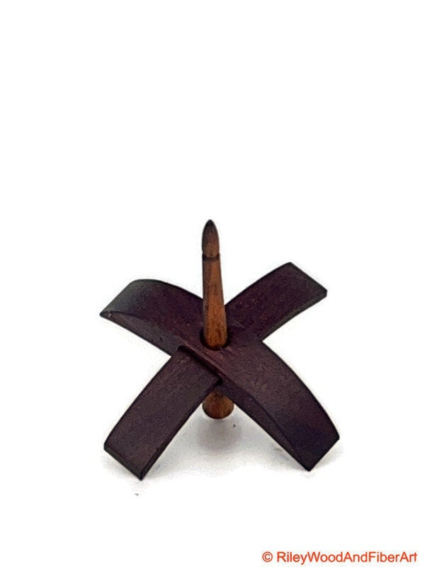 Mini Turkish Drop Spindle - Purple Heart Whorl with Jobillo Shaft on white background