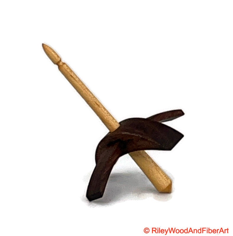 Mini Turkish Drop Spindle - Pau Ferro Whorl with Maple Shaft made by Riley Wood and Fiber Art