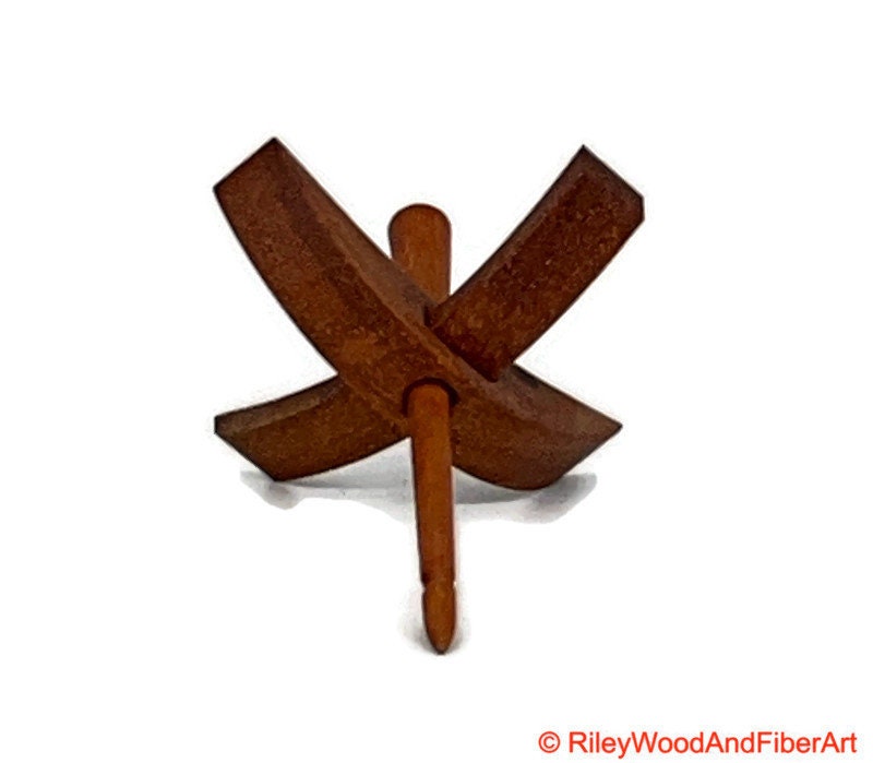 Mini Turkish Drop Spindle - Tzalam Whorl with Cherry Shaft on white background