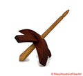 Mini Turkish Drop Spindle - Red Gum Whorl with Hickory Shaft on white background
