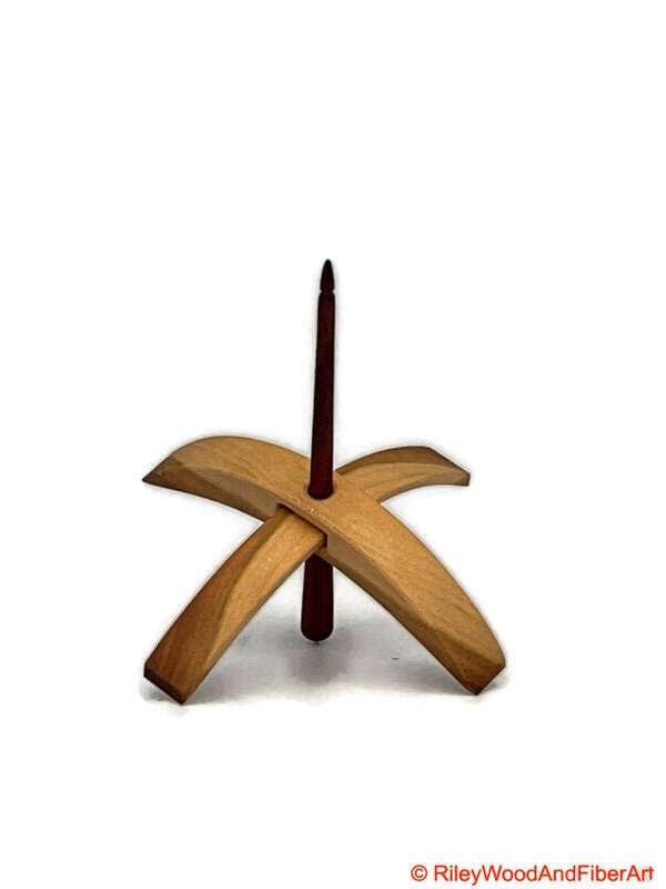 Medium Turkish Drop Spindle - Cherry at Demarcation Whorl with Red Heart Shaft made by Riley Wood and Fiber Art