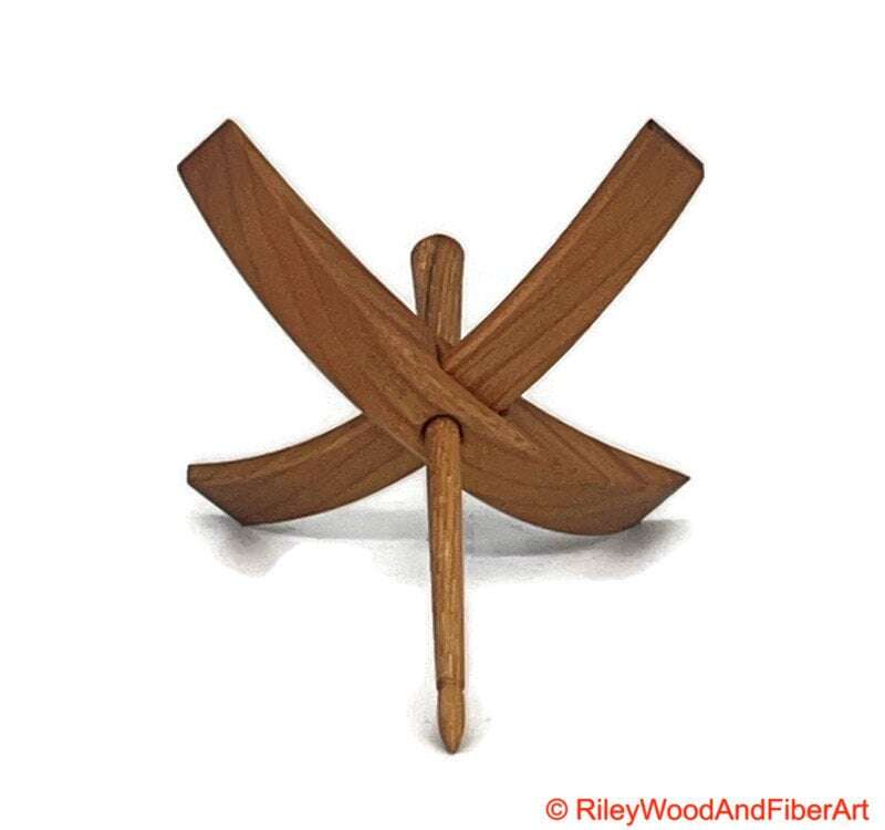 Medium Turkish Drop Spindle - Cherry Whorl with Hickory Shaft made by Riley Wood and Fiber Art