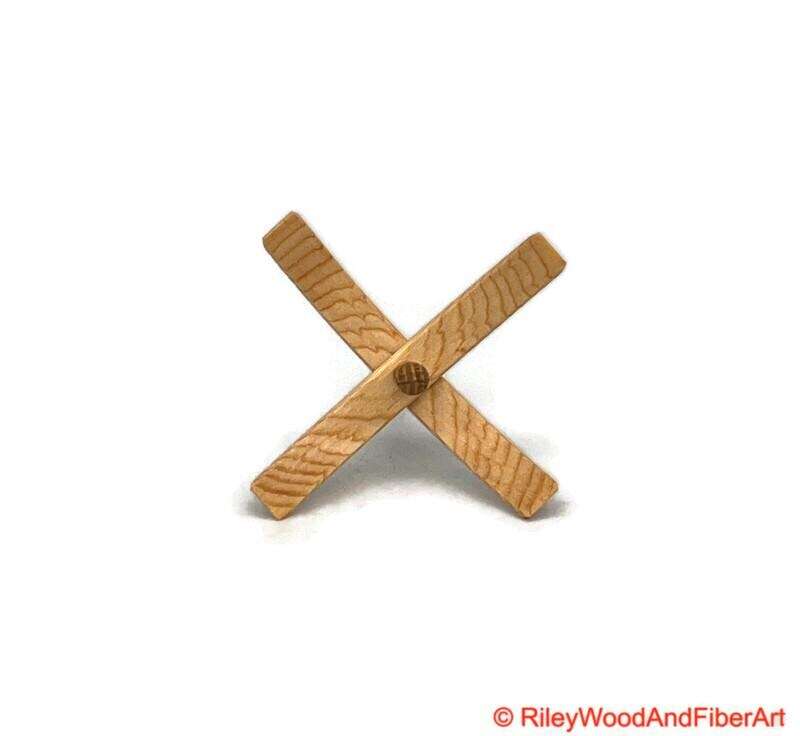 Medium Turkish Drop Spindle - Sitka Spruce Whorl with White Oak Shaft made by Riley Wood and Fiber Art