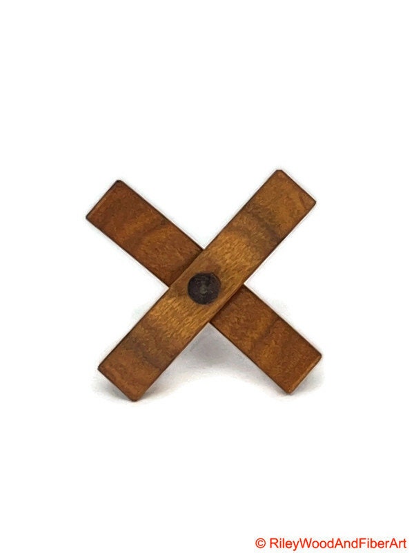 Mini Turkish Drop Spindle - Quartersawn Canary Whorl with Walnut Shaft on white background