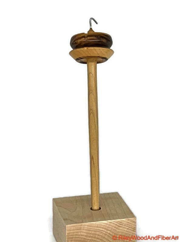 Top Whorl Drop Spindle; Zebra and Maple - 22 grams made by Riley Wood and Fiber Art