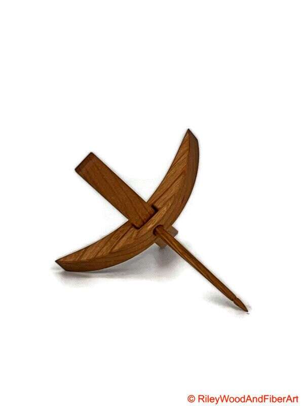 Medium Turkish Drop Spindle - Cherry Whorl with White Oak Shaft made by Riley Wood and Fiber Art