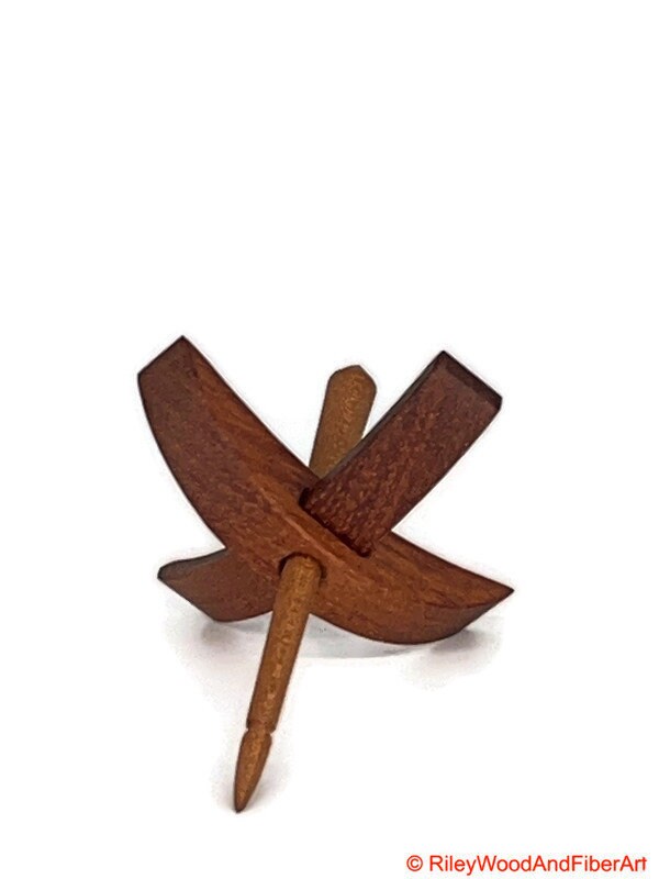 Mini Turkish Drop Spindle - Tzalam Whorl with Maple Heartwood Shaft Made by Riley Wood and Fiber Art