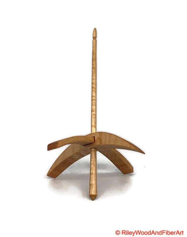 Mega Turkish Drop Spindle - Curly Maple Whorl with Curly Maple Shaft made by Riley Wood and Fiber Art