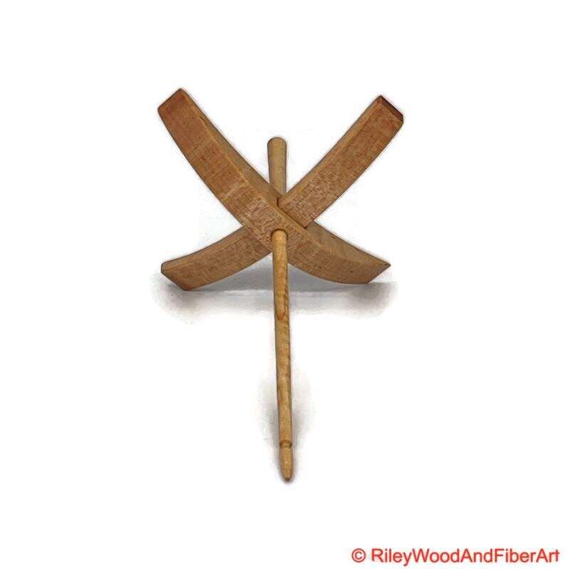 Mega Turkish Drop Spindle - Curly Maple Whorl with Curly Maple Shaft made by Riley Wood and Fiber Art