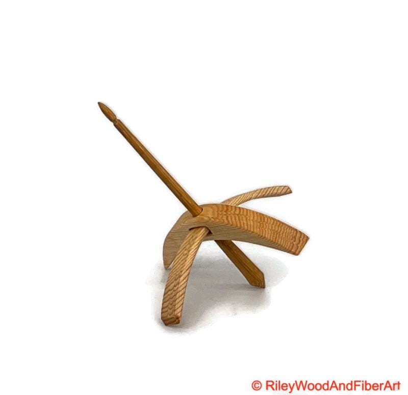 Medium Turkish Drop Spindle - Sitka Spruce Whorl with Hickory Shaft made by Riley Wood and Fiber Art