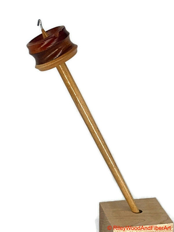 Top Whorl Drop Spindle: Allo, African Mahogany, and Maple - 24 grams made by Riley Wood and Fiber Art