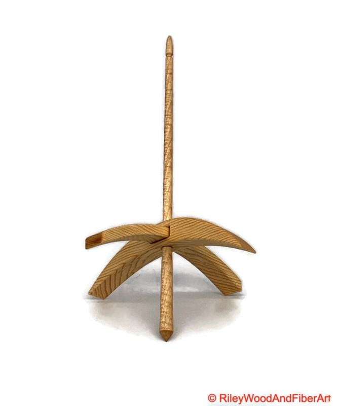 Mega Turkish Drop Spindle - Sitka Spruce Whorl with Curly Maple Shaft made by Riley Wood and Fiber Art