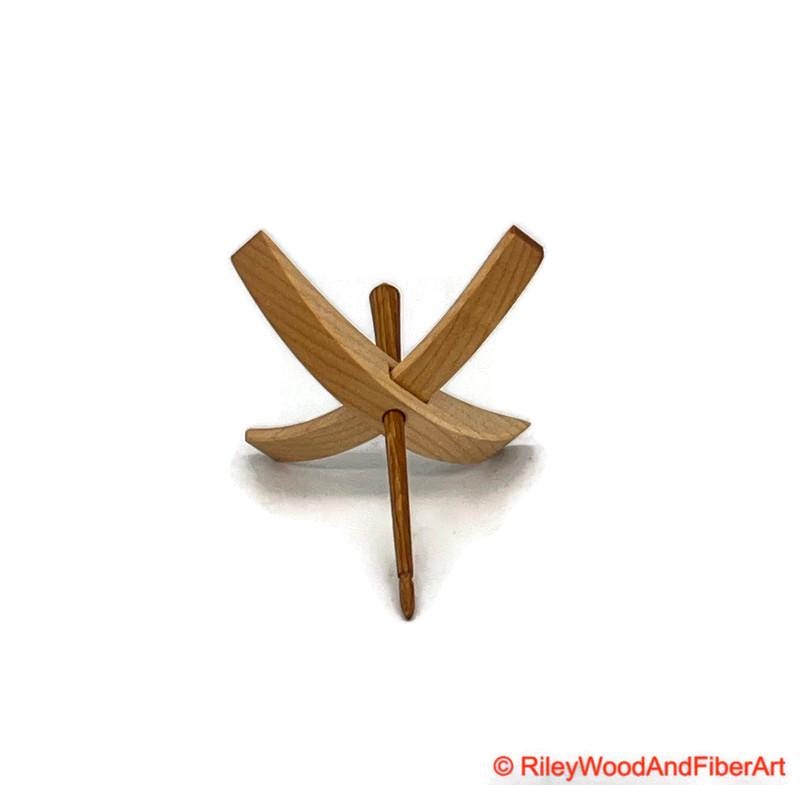 Medium Turkish Drop Spindle - Maple Whorl with White Oak Shaft made by Riley Wood and Fiber Art