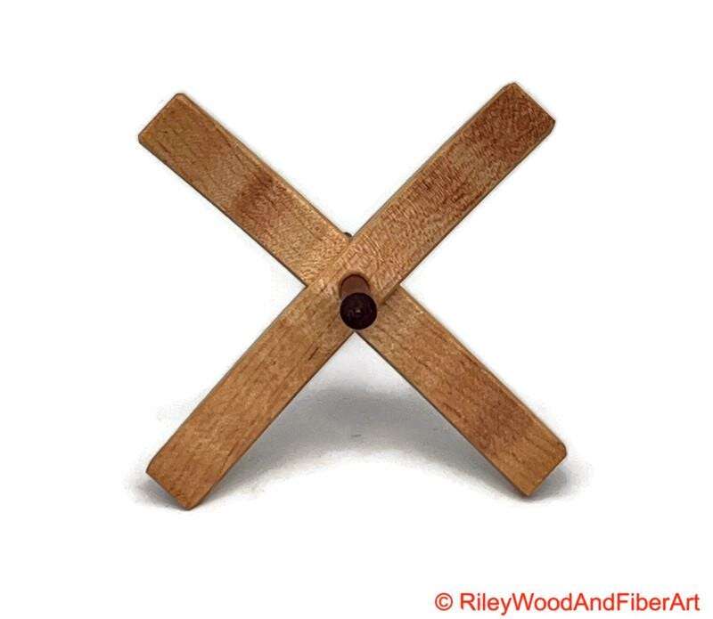 Mega Turkish Drop Spindle - Curly Maple Whorl with Red Heart Shaft made by Riley Wood and Fiber Art