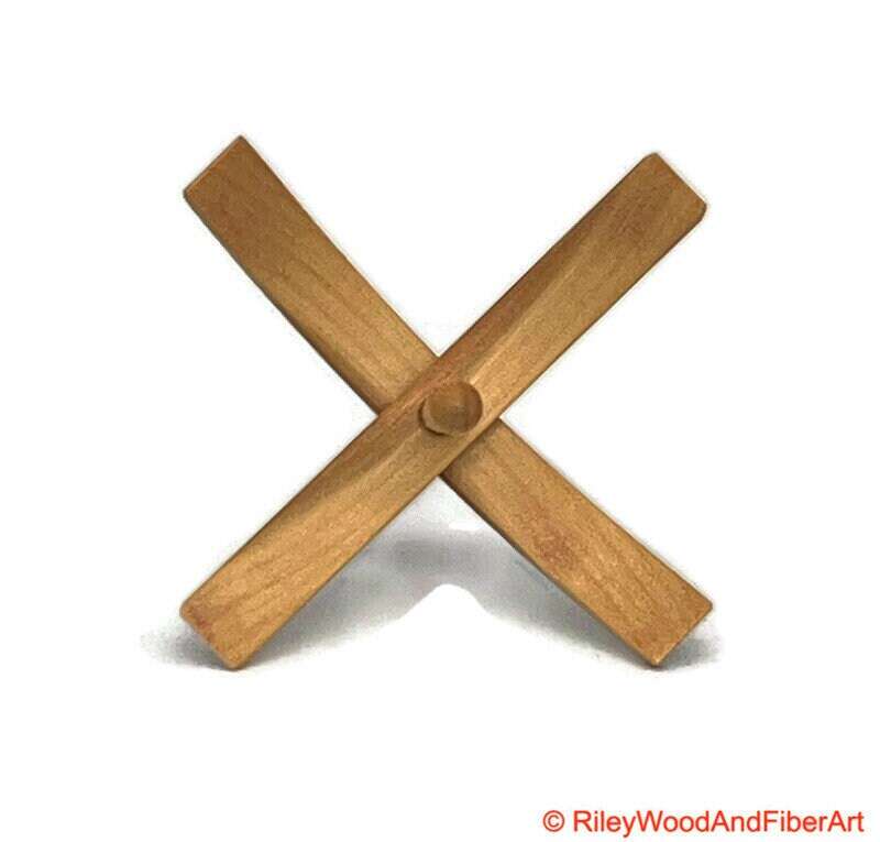 Medium Turkish Drop Spindle - Cherry at Demarcation Whorl with Curly Maple Shaft made by Riley Wood and Fiber Art