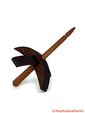 Mini Turkish Drop Spindle - Walnut Whorl with Maple Heartwood Shaft on white background