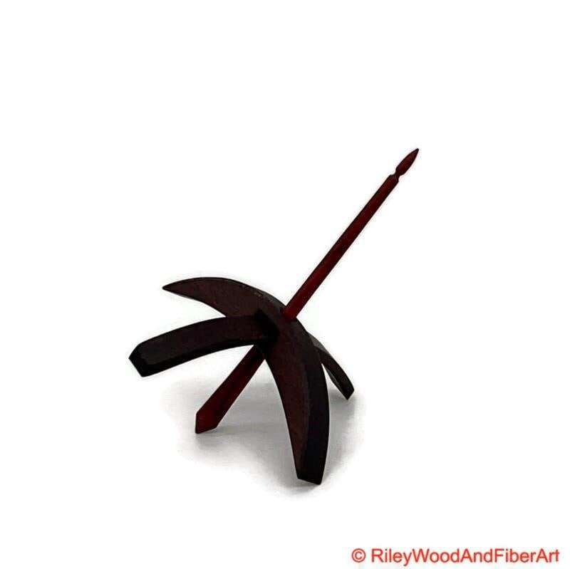 Medium Turkish Drop Spindle - Walnut Whorl with Red Heart Shaft made by Riley Wood and Fiber Art