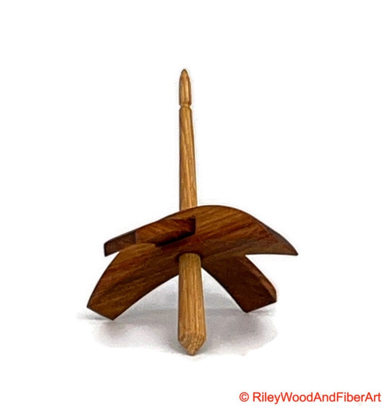 Mini Turkish Drop Spindle - Canary Whorl with Hickory Shaft made by Riley Wood and Fiber Art