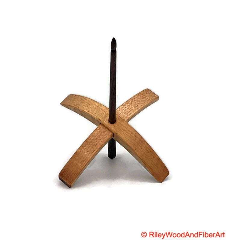 Mega Turkish Drop Spindle - Curly Maple Whorl with Walnut Shaft made by Riley Wood and Fiber Art