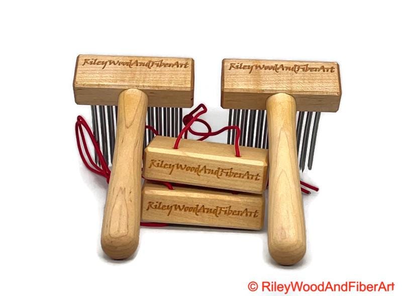 Wool Combs with Covers made by Riley Wood and Fiber Art