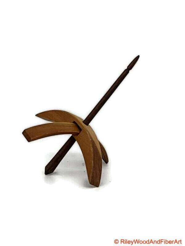 Medium Turkish Drop Spindle - Cherry at Demarcation Whorl with Walnut Shaft made by Riley Wood and Fiber Art