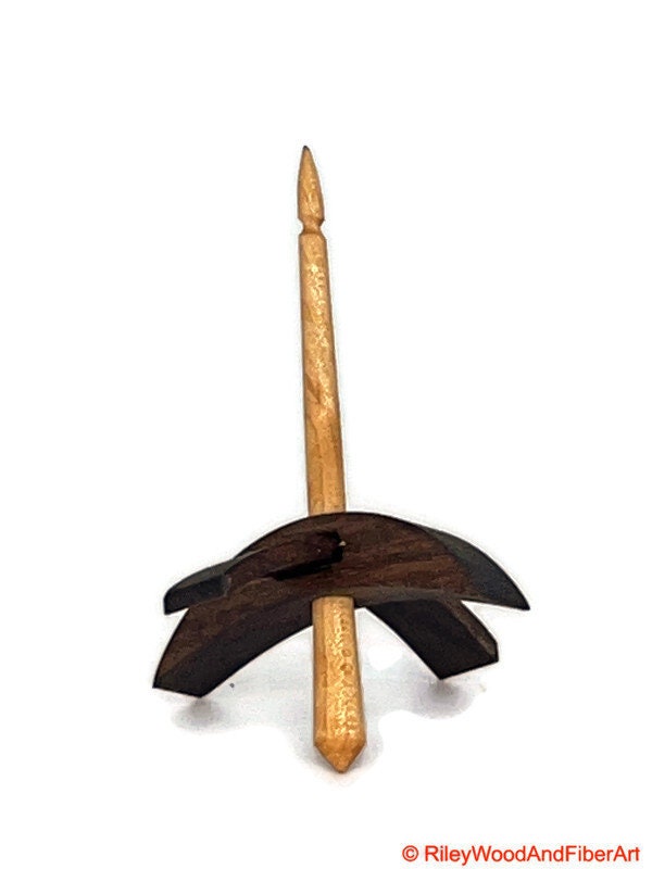 Mini Turkish Drop Spindle - Walnut Whorl with Maple Shaft Made by Riley Wood and Fiber Art