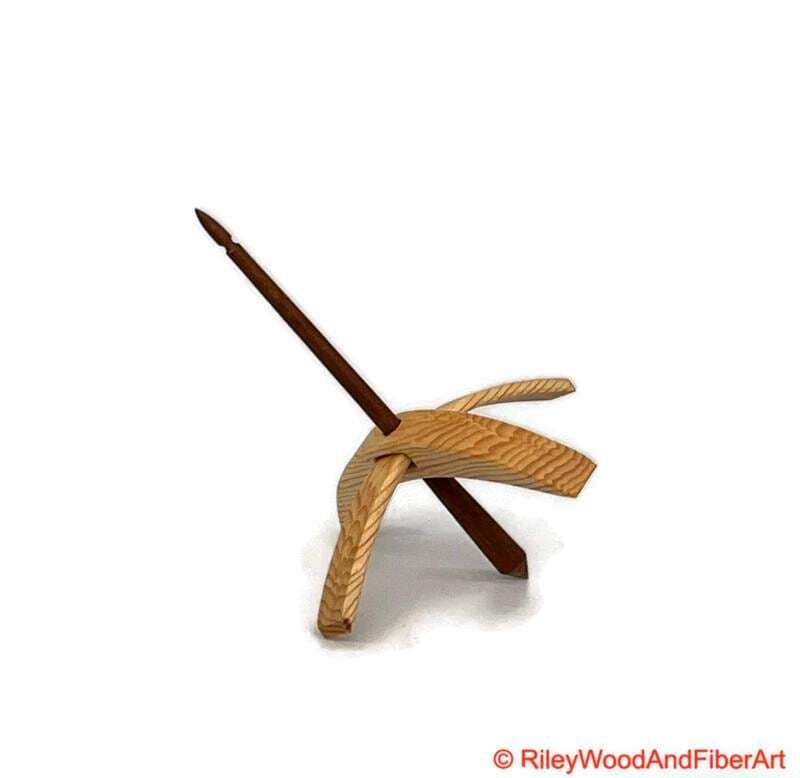 Medium Turkish Drop Spindle - Sitka Spruce Whorl with Cherry Shaft made by Riley Wood and Fiber Art