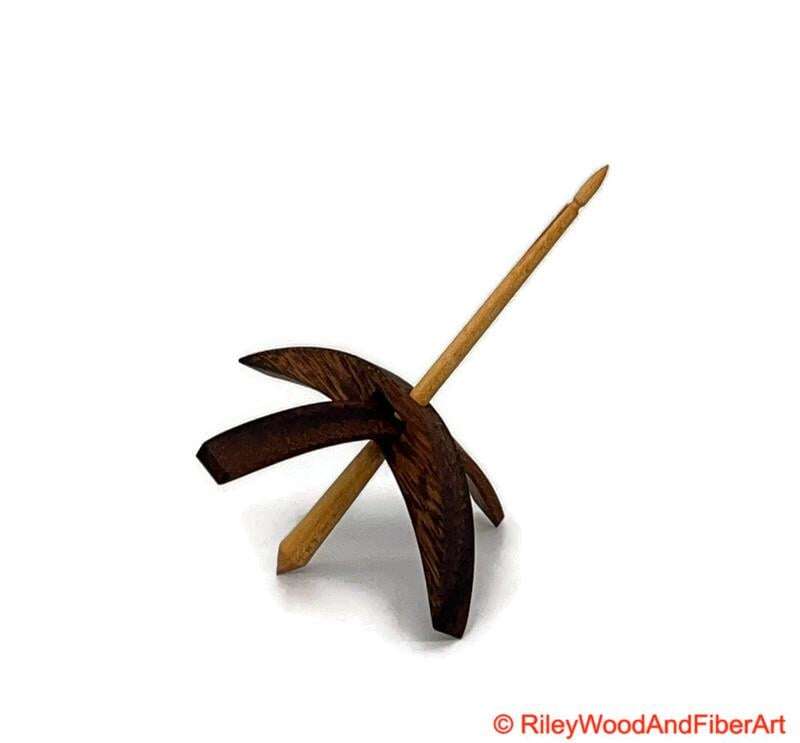 Medium Turkish Drop Spindle - Monkey Pod Whorl with Maple Shaft made by Riley Wood and Fiber Art